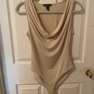 NWOT Beige Cowl Neck Bodysuit Forever 21